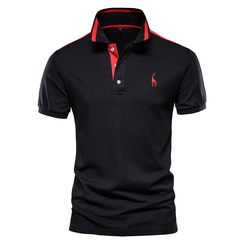 Men's Cotton Polos Giraffe Embroidery Short Sleeve Polo Shirts for Men High Quality Brand Design Polos Men Clothing