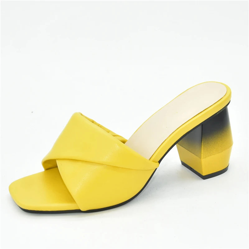 Italian Ladies Shoes Nigerian Women Shoes Pu Leather Sling Back Slipper for Party Open Toe Pumps High Heels Sexy Ladies