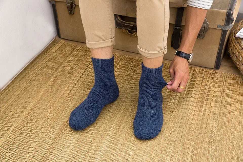 3/5 Pair Winter Men's Merino Wool Socks Super Thick Warm High Quality Harajuku Retro Snow Casual Anti-Freeze Cashmere Socks For Men