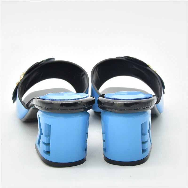 African Women Party High Heels Sexy Ladies Open Toe Slip-On Shoes Decorated with Rhinestone Plus Size for Ladies