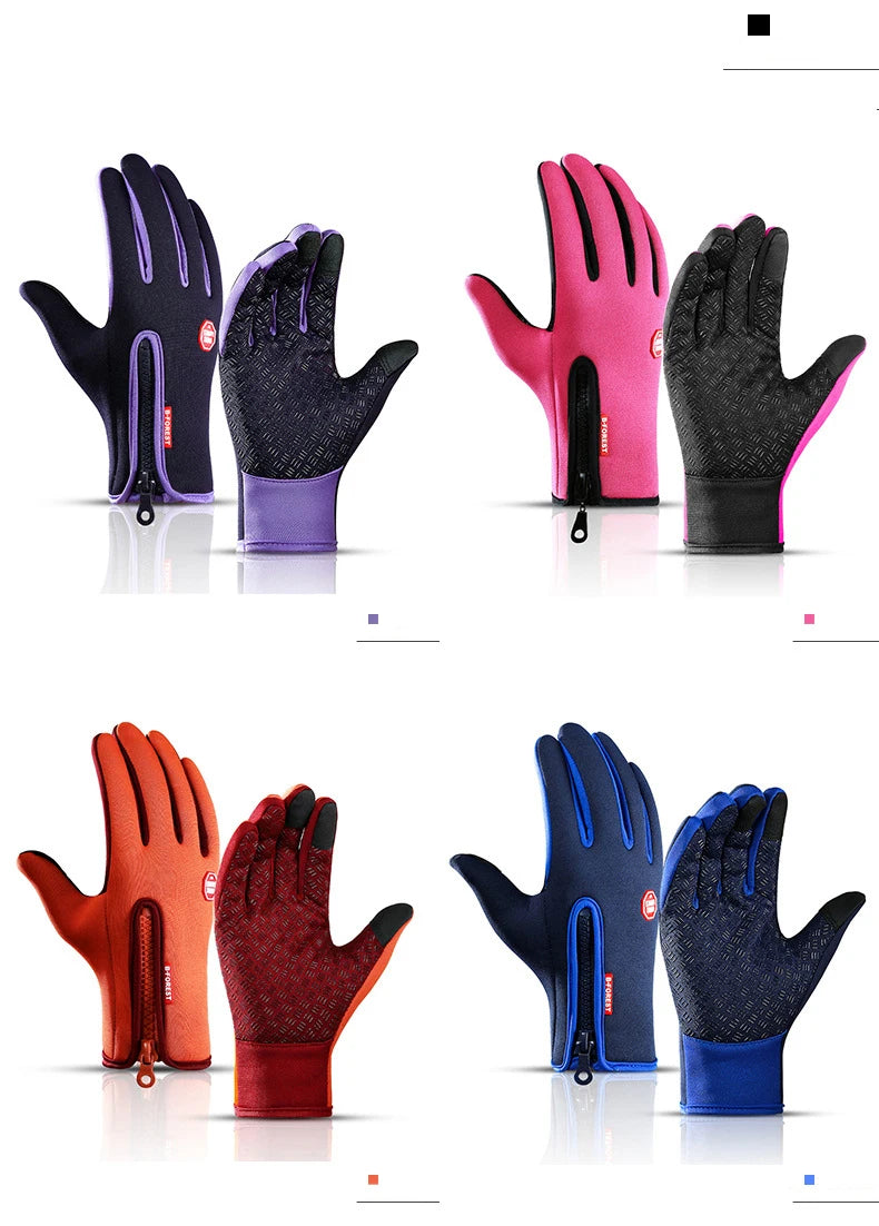 Heren Dames Fietsen Winter Warme Sport Handschoenen Touchscreen Buiten Vissen Spatwaterdicht Skiën Snowboard Antislip Rits Handschoenen