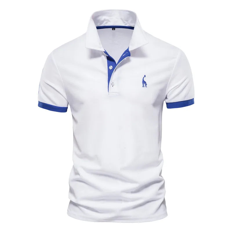 Men's 5 Sets Quality Embroidery Summer Short Sleeve Polo Giraffe Shirt Casual Business and Social Male Polos BR Size