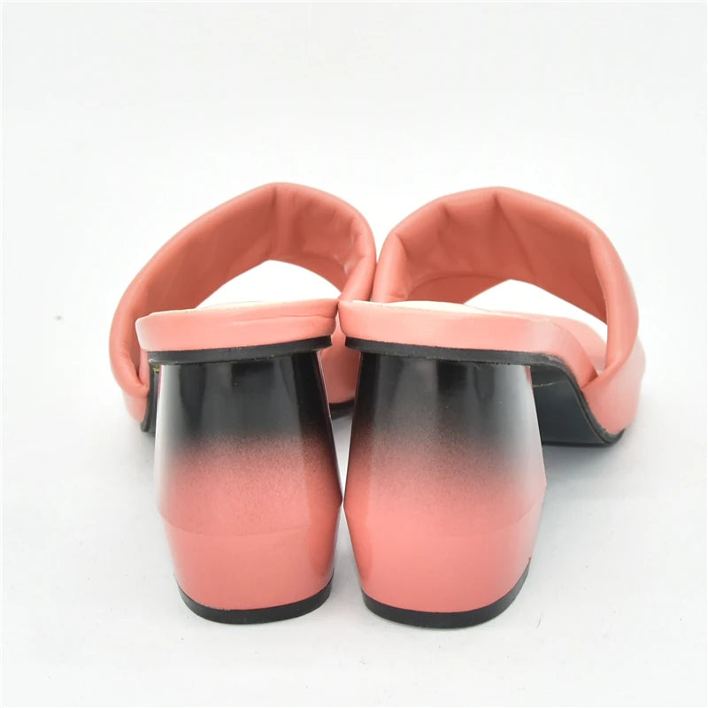 Italian Ladies Shoes Nigerian Women Shoes Pu Leather Sling Back Slipper for Party Open Toe Pumps High Heels Sexy Ladies