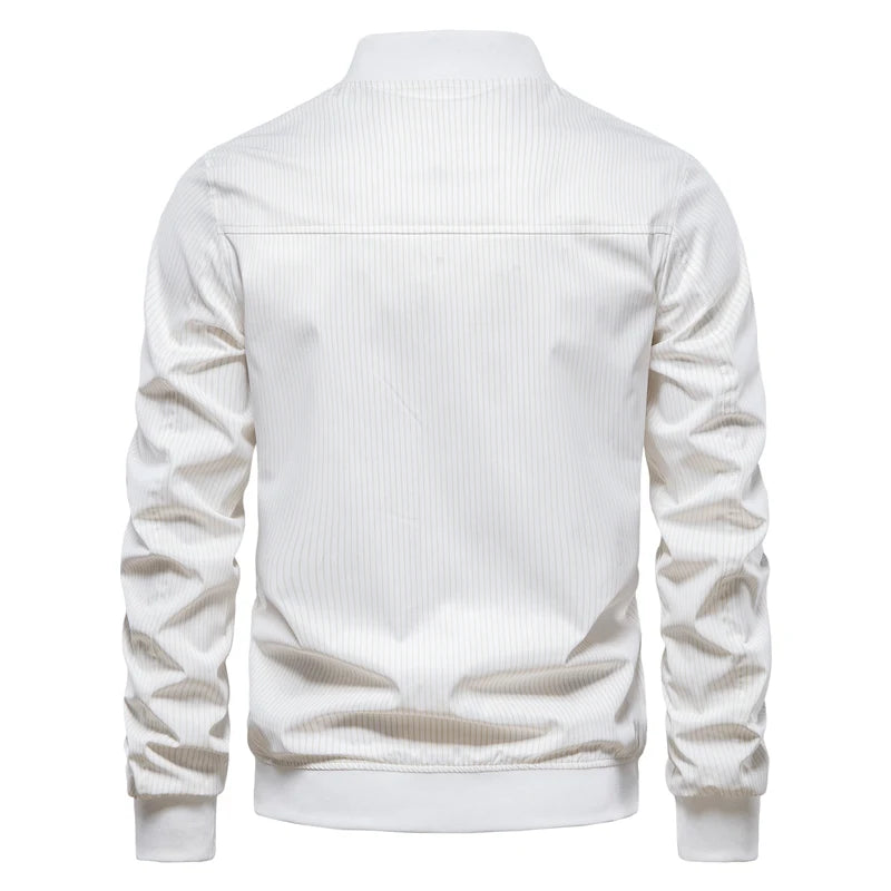 Striped Bomber Jackets Men Baseball Stand Collar Zipper Casual Men Jackets Spring Autumn Fashion Jackets For Men