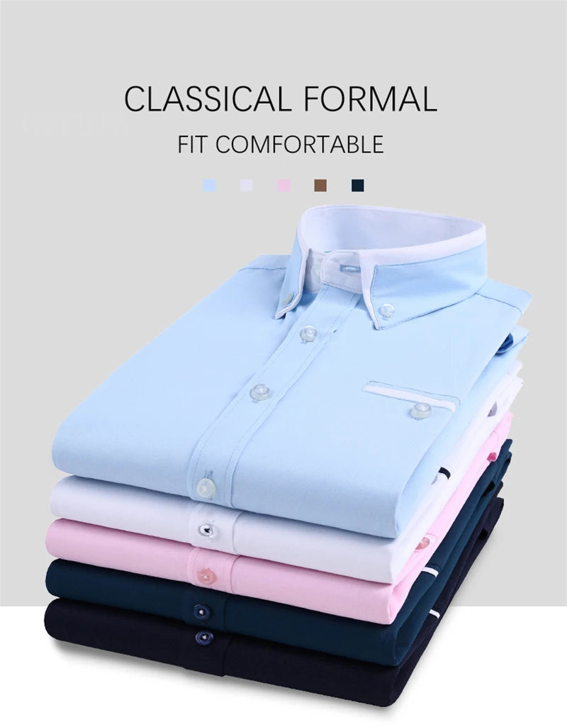 Summer Business Shirt Men Short Sleeves Button Up Shirt Turn-down Collar Casual Shirts Men's Clothing Plus Size 5XL