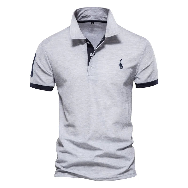 Men's 5 Sets Quality Embroidery Summer Short Sleeve Polo Giraffe Shirt Casual Business and Social Male Polos BR Size
