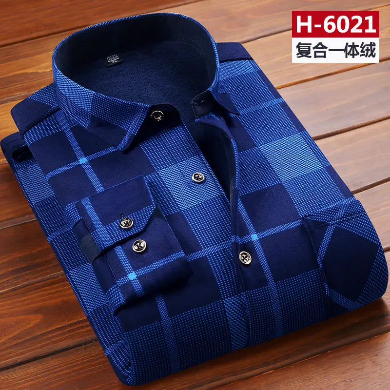 Herbst Winter Männer Fleece Warme thermo Hemd Männlichen Mode Druck Langarm große größe thermo hemd Dicke warme Plaid hemd L-6XL