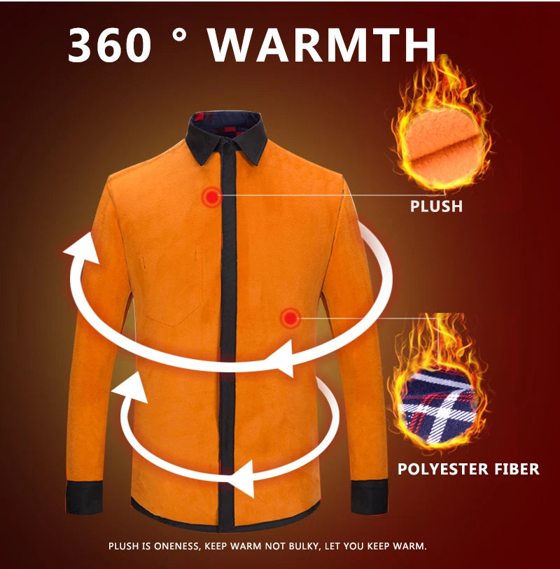 Herbst Winter Männer Fleece Warme thermo Hemd Männlichen Mode Druck Langarm große größe thermo hemd Dicke warme Plaid hemd L-6XL