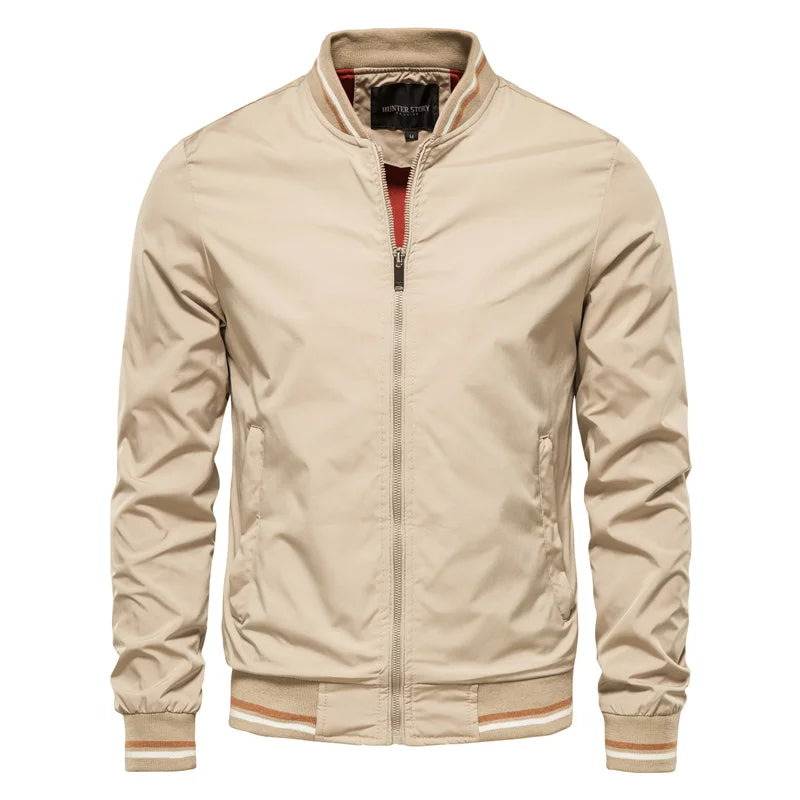 Solid Colour Bomber Jacket Men's Casual Slim Fit Baseball Jackets Autumn Fashion High Quality Jackets for Men