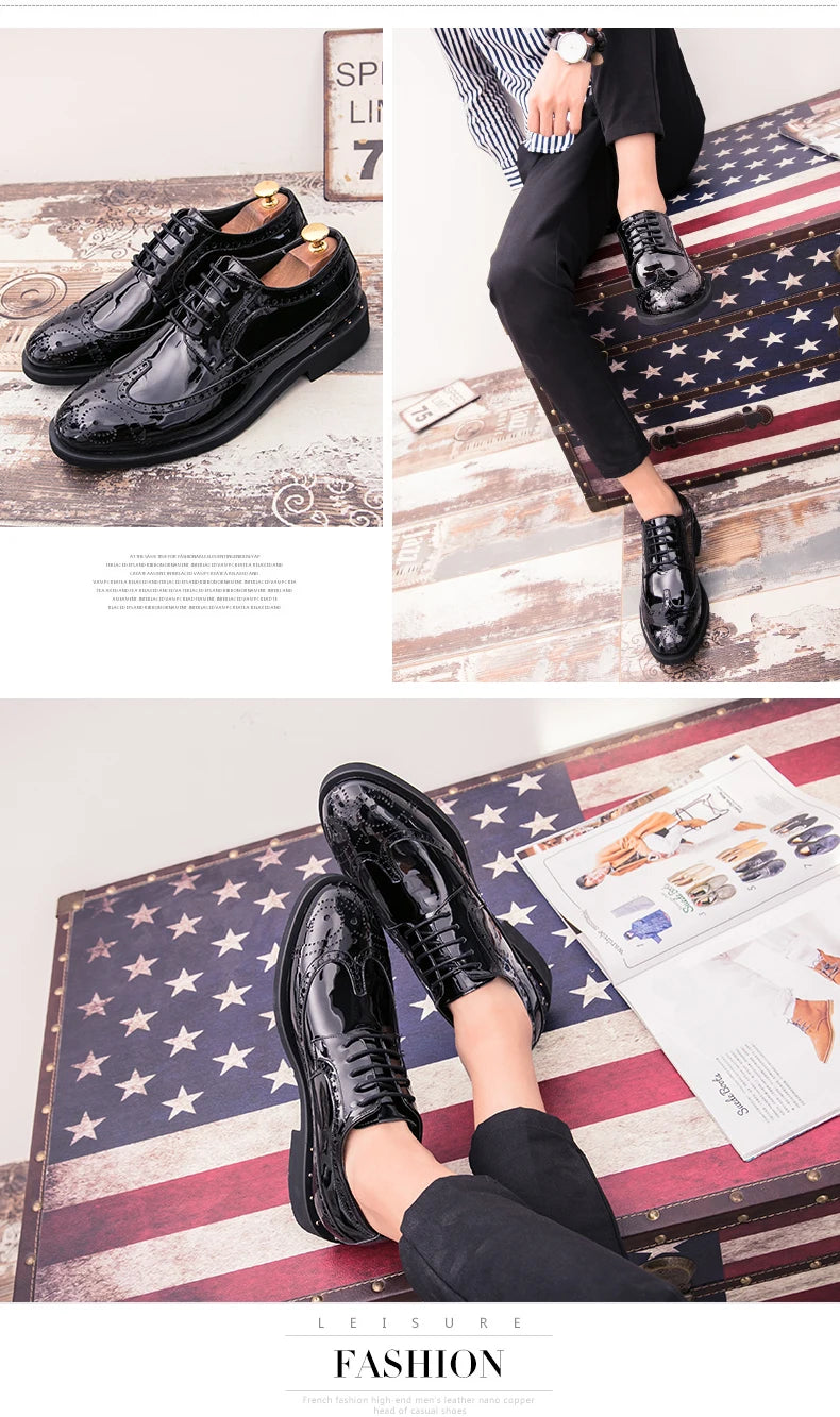 Fashionable Mens Gold Black Shoes New Cool Male Formal Evening Shoes Large Size 38-46 Wedding Dress Shoes for Men
