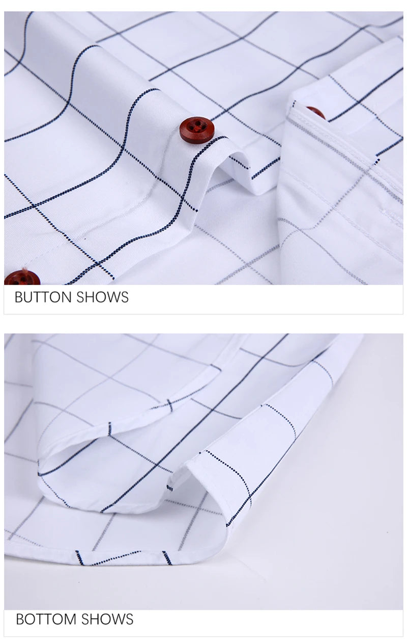 Summer Men Shirts Short Sleeve Plaid Shirt Slim Casual Button Up Dress Shirts Men Big Size M-5XL Anti-wrinkle Soft