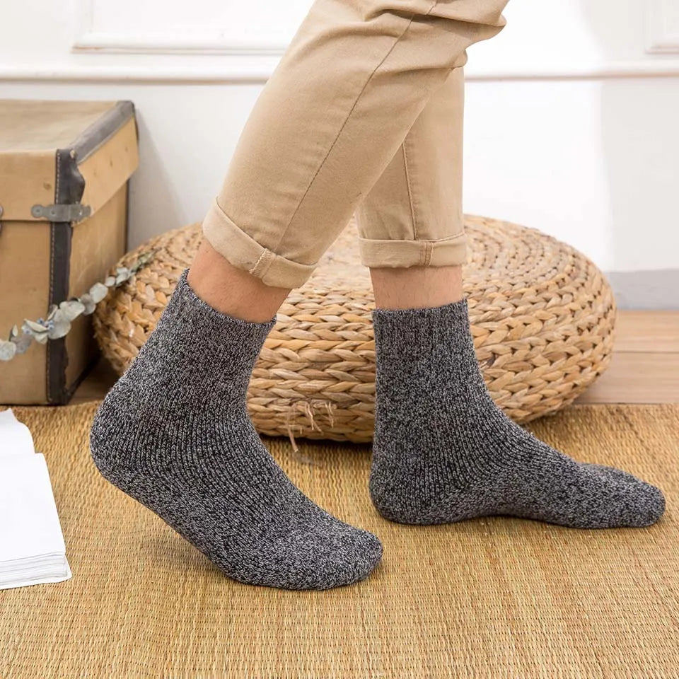 5 Pairs Winter Men's Merino Wool Socks Super Thick Warm High Quality Harajuku Retro Snow Casual Antifreeze Socks