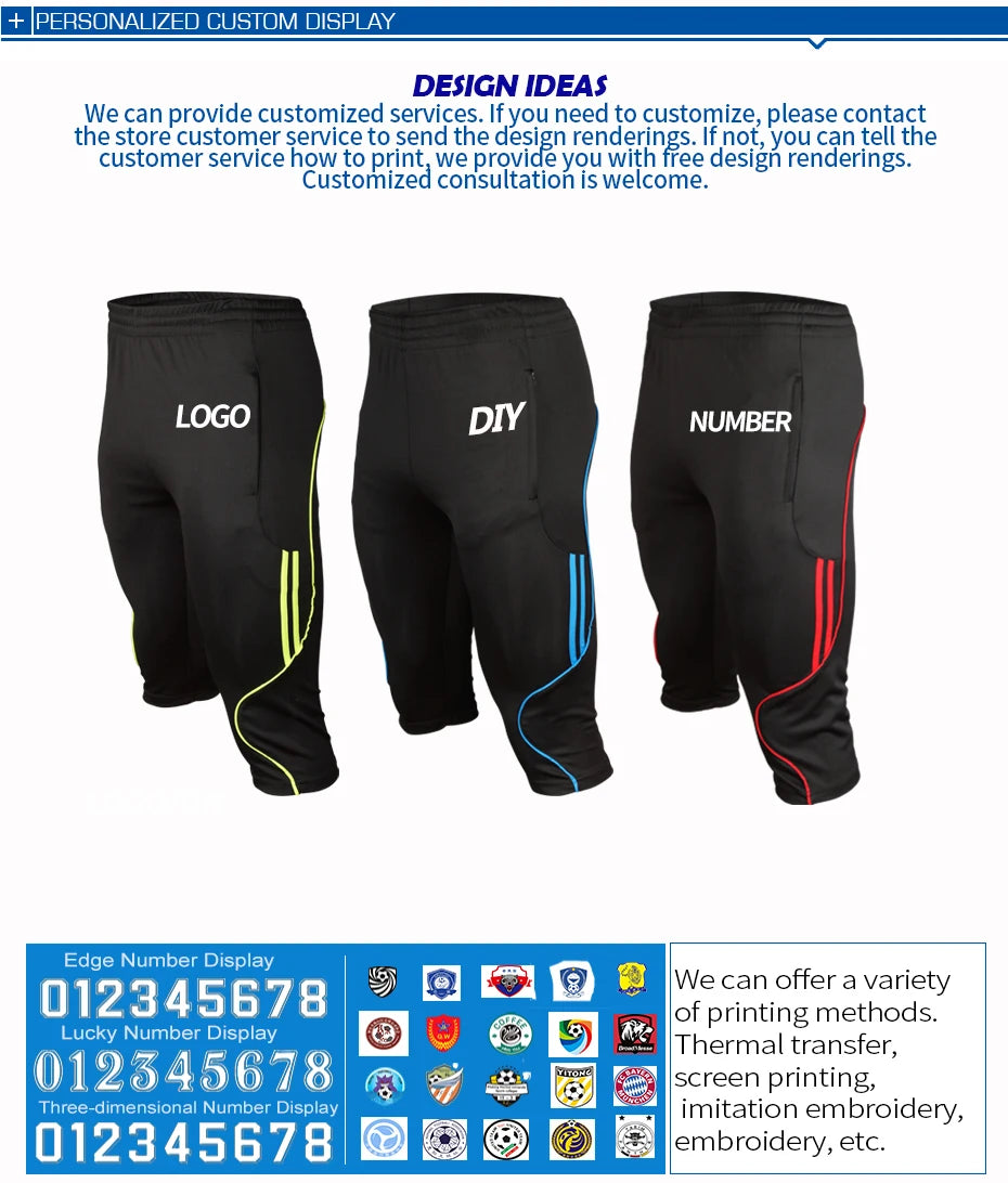 Men 3/4 Shorts New Soccer Pants Slim Sports Jogging Pants Men Training Running Trousers Football Male 3/4 Soccer Training Pants