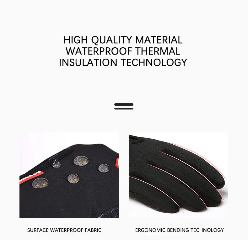 Men Women Cycling Winter Warm Sport Gloves Touchscreen Outdoor Fishing Splash-proof Skiing Snowboard Nonslip Zipper Gloves