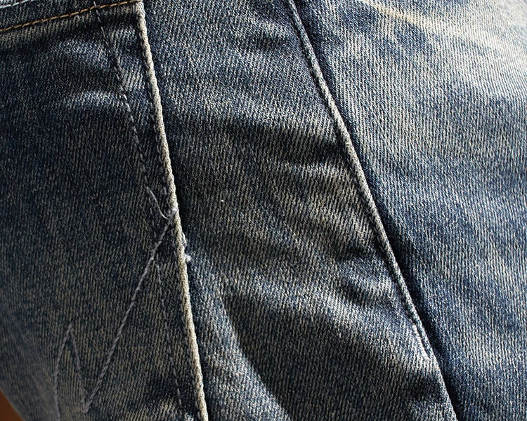 353# Autumn and Winter New Japanese Retro Heavyweight Tooling Jeans Men's Fashion Washed Old Straight Loose Elastic Casual Pants