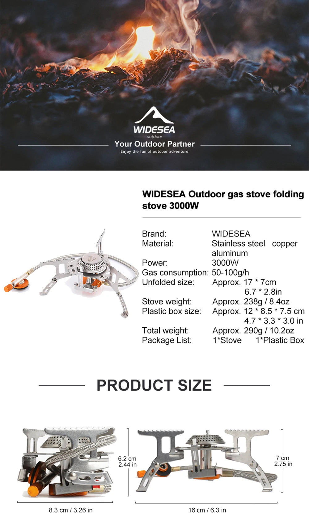 Camping Gas Stove Outdoor Tourist Burner Strong Fire Heater Tourism Cooker Survival Furnace Supplies Equipment Picnic