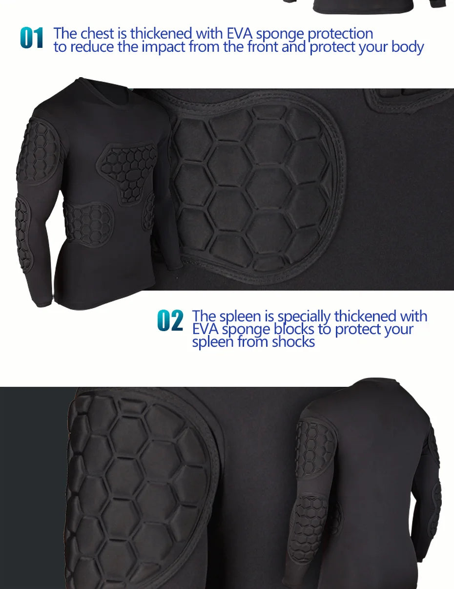 Professional goalkeeper armor uniforms football goalkeeper jerseys thicken EVA sponge elbow goalkeeper sports uniforms