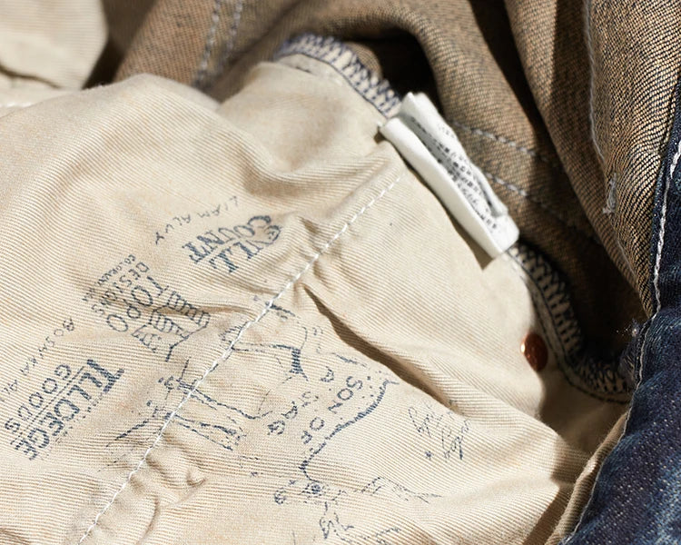 353# Herfst en winter Nieuwe Japanse retro zwaargewicht tooling jeans Herenmode Gewassen oude rechte losse elastische casual broek