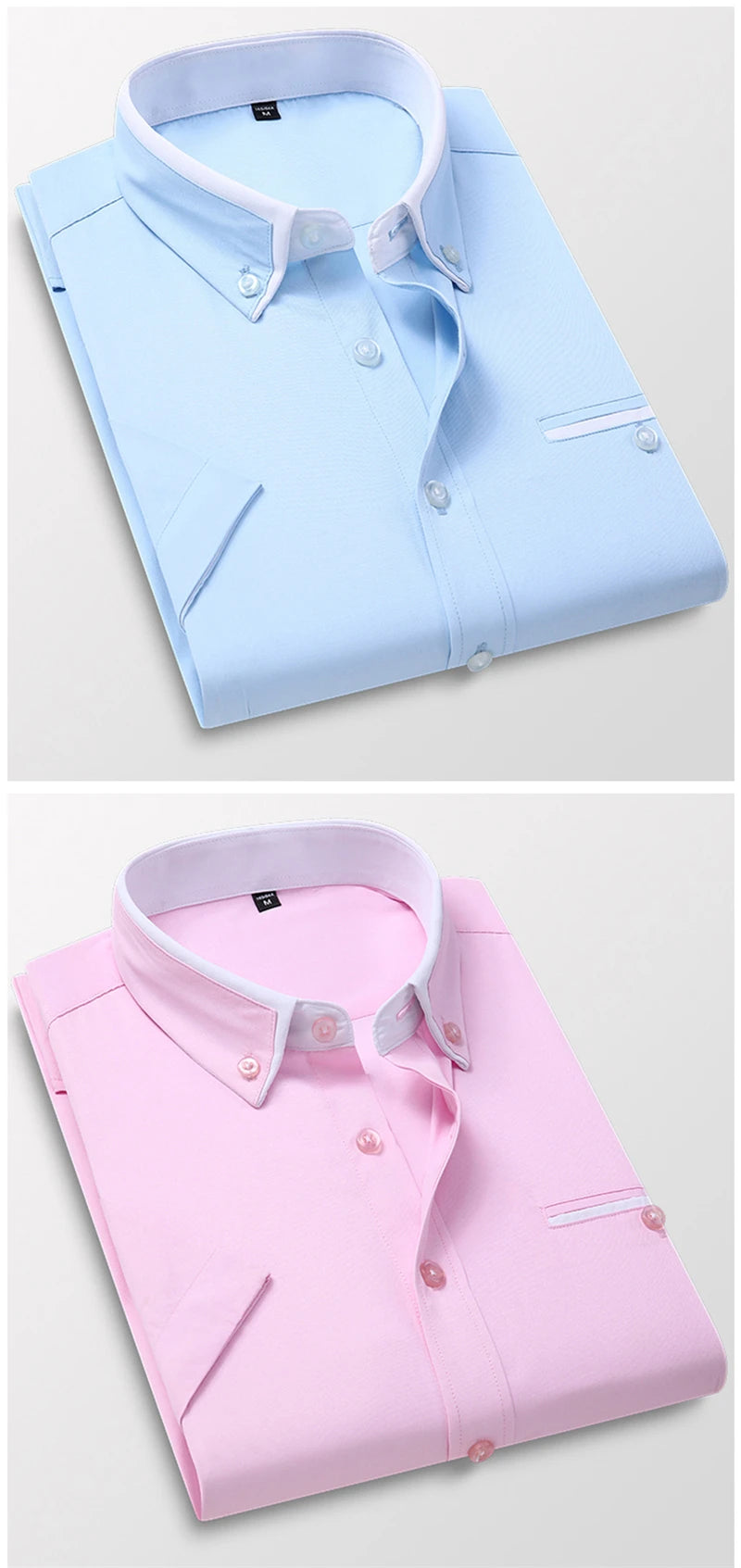 Summer Business Shirt Men Short Sleeves Button Up Shirt Turn-down Collar Casual Shirts Men's Clothing Plus Size 5XL