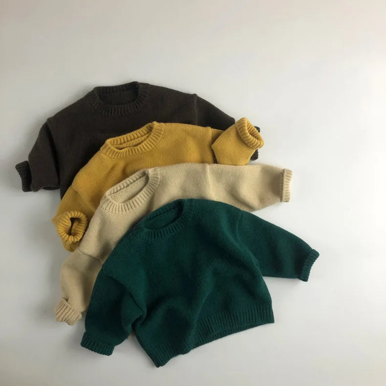 Kids Sweaters Boys Clothes Brief Girls Pullover Knitwear Warm Outfit For Children 3-6Y