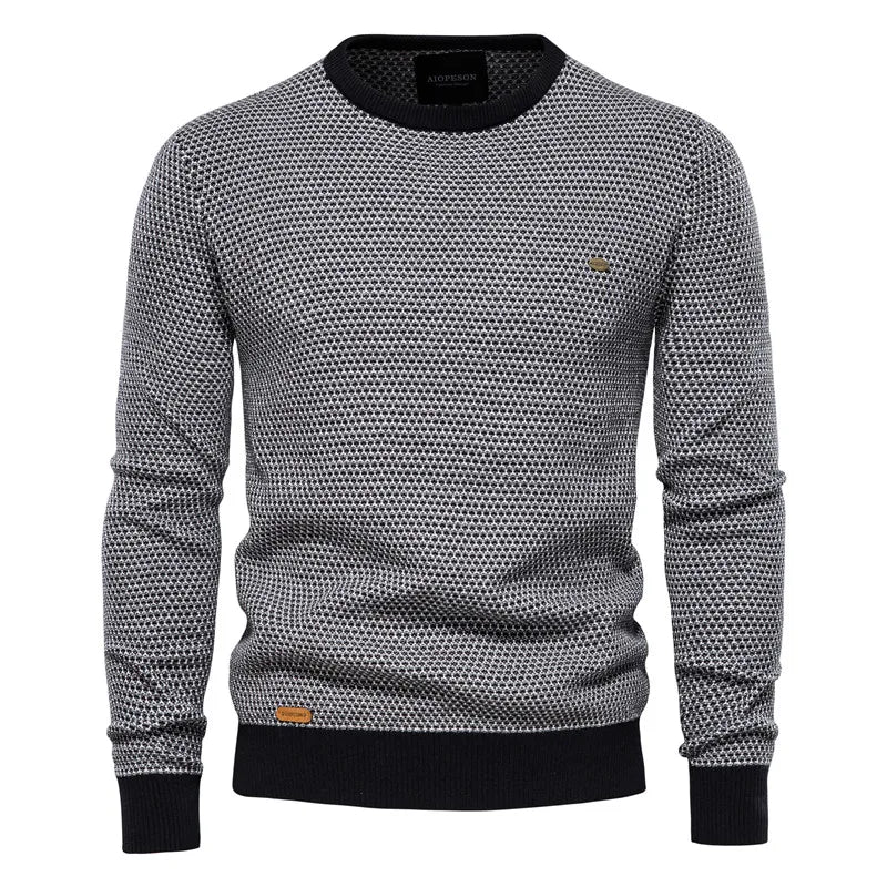 Men's Cotton Spliced Pullovers Sweater Casual Warm O-neck Quality Men's Knitted Sweater Winter Fashion Sweaters for Men
