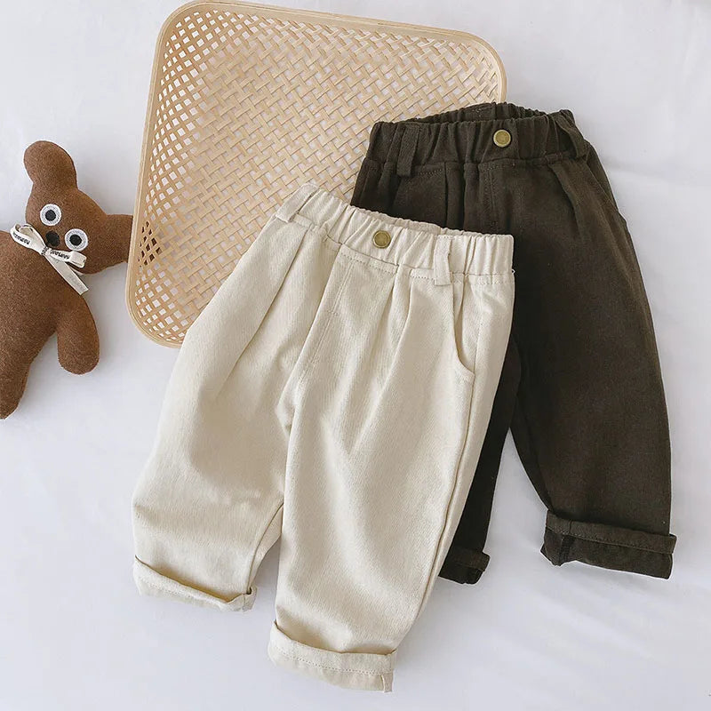 2025 Herfst Unisex Kinder Casual Broek voor 1-6T Dunne Effen Kleur Jongens Broek Kinderen Jongens Losse Broeken
