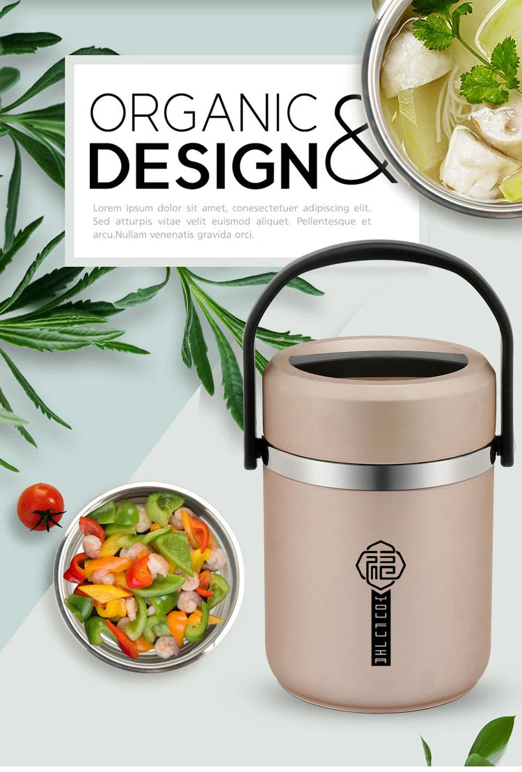 Large Capacity Lunch Box Leakproof Stainless Steel Vacuum Bento Box High Efficiency Keep Temperature Portable Food Container