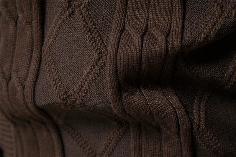 Katoenen Argyle Cardigan Heren Casual Enkelrijs Effen Kleur Zakelijke Heren Cardigans Nieuwe Winter Mode Trui Man