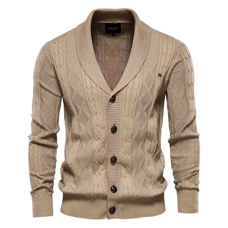 Men's Spliced Cardigan Streetwear Casual High Quality Cotton Sweater Winter Fashion Brand Cardigans for Men