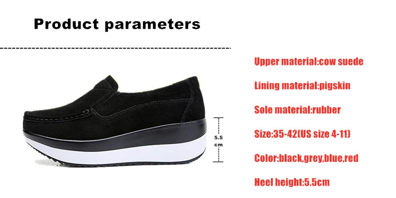 Women's Woman Female Ladies Cow Suede Genuine Leather Shoes Flats Loafers Platform Moccasins Elegant Slip On PX-3213
