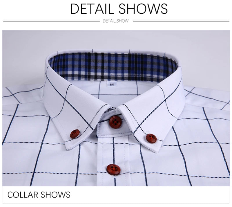 Summer Men Shirts Short Sleeve Plaid Shirt Slim Casual Button Up Dress Shirts Men Big Size M-5XL Anti-wrinkle Soft