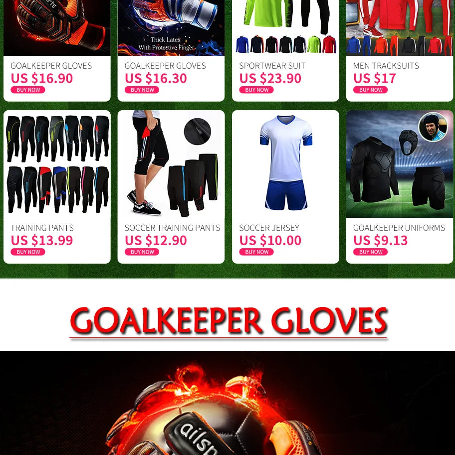 Shinestone Professional Goalkeeper Gloves Finger Protection Latex Non-slip Soccer Goalie Gloves Football Goalkeeper Gloves