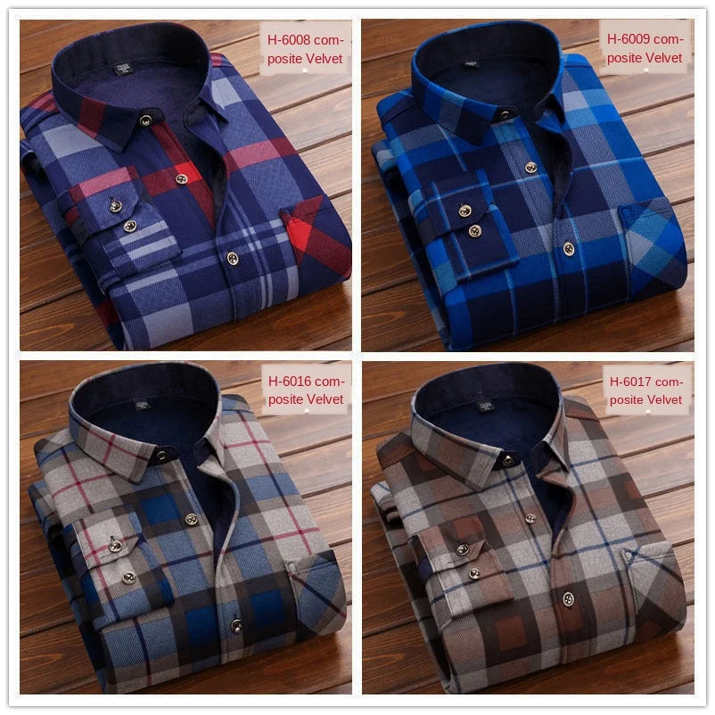 Herbst Winter Männer Fleece Warme thermo Hemd Männlichen Mode Druck Langarm große größe thermo hemd Dicke warme Plaid hemd L-6XL