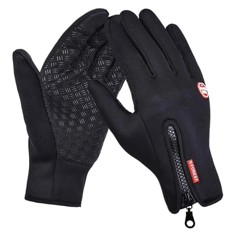 Men Women Cycling Winter Warm Sport Gloves Touchscreen Outdoor Fishing Splash-proof Skiing Snowboard Nonslip Zipper Gloves