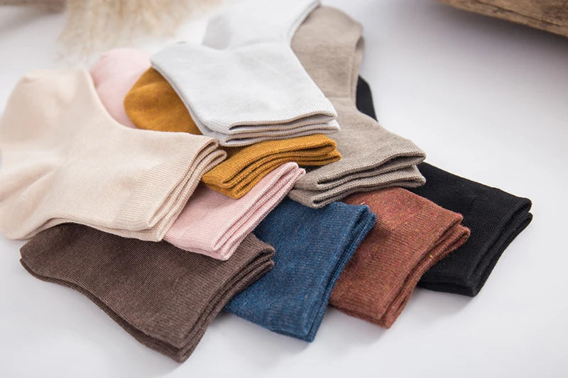 5/10 Pairs Spring Women's Harajuku Solid Thin Candy Colourful Bamboo Fibre Female Socks