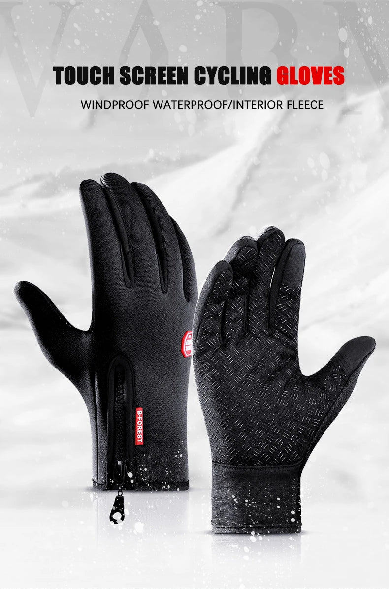 Heren Dames Fietsen Winter Warme Sport Handschoenen Touchscreen Buiten Vissen Spatwaterdicht Skiën Snowboard Antislip Rits Handschoenen