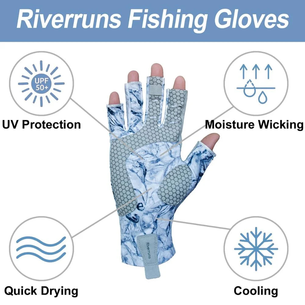 Fingerless Fishing Gloves are designed for Men and Women Fishing, Boating, Kayaking, Hiking, Running, Cycling