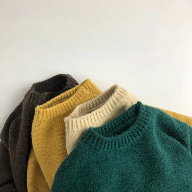 Kids Sweaters Boys Clothes Brief Girls Pullover Knitwear Warm Outfit For Children 3-6Y