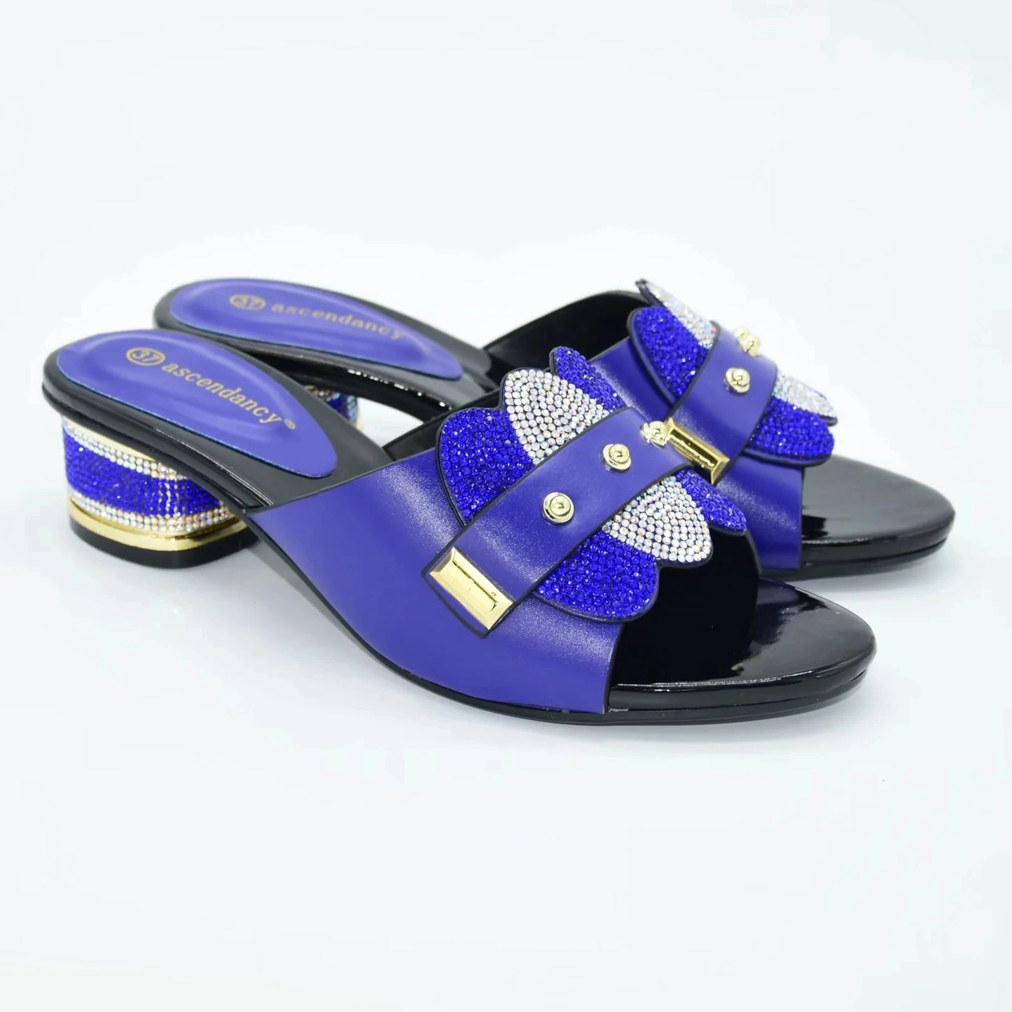 2025 Summer High Quality Italian Women Slippers Shoes With Elegant Heel Design Suitable for African Wedding Party