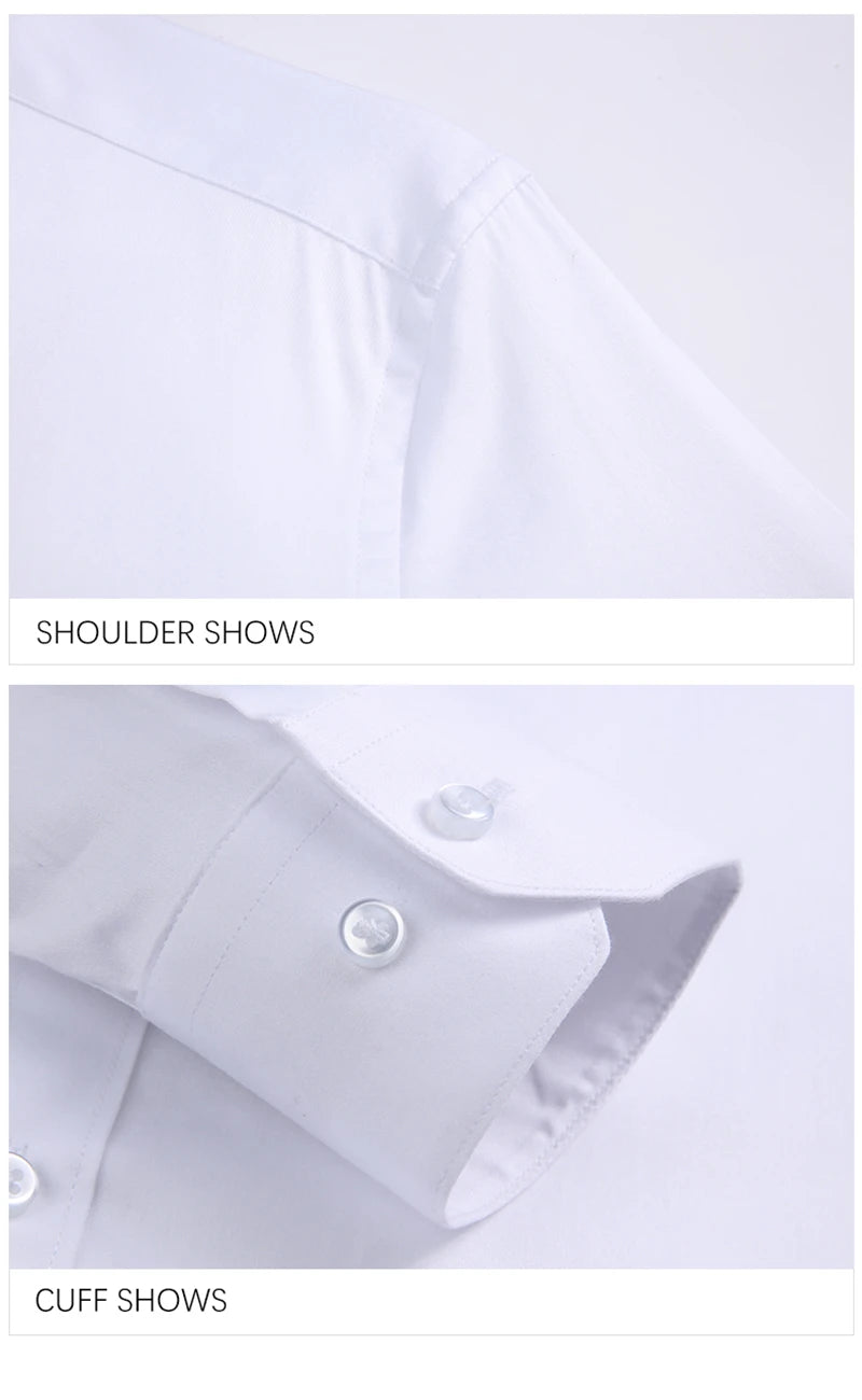 Autumn Long Sleeve Shirt Men's White Shirt Stand Collar Slim Fit Business Work Shirts for Men Plus Size 5XL