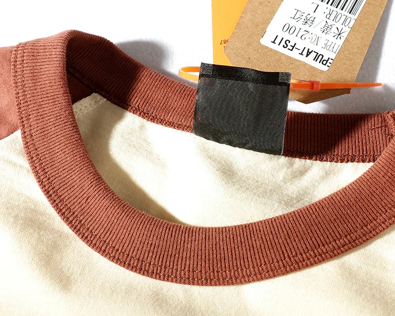 2023 Zomer Nieuw Raglanmouwen Tweekleurig Gestikt T-shirt Herenmode Korte mouwen Ronde hals 100% Katoen Casual Bottoming Top