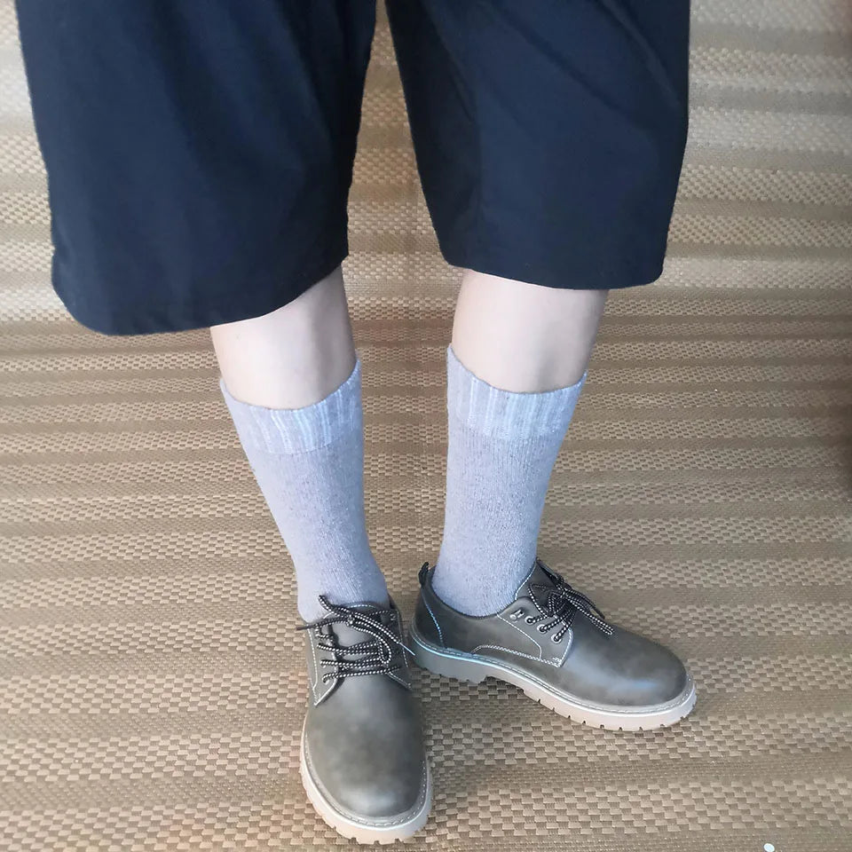 5 Pair Winter Men's Merino Wool Long Socks Thick Warm Large Size High Quality Harajuku Retro Snow Casual Anti-Freeze Pure Cashmere Socks