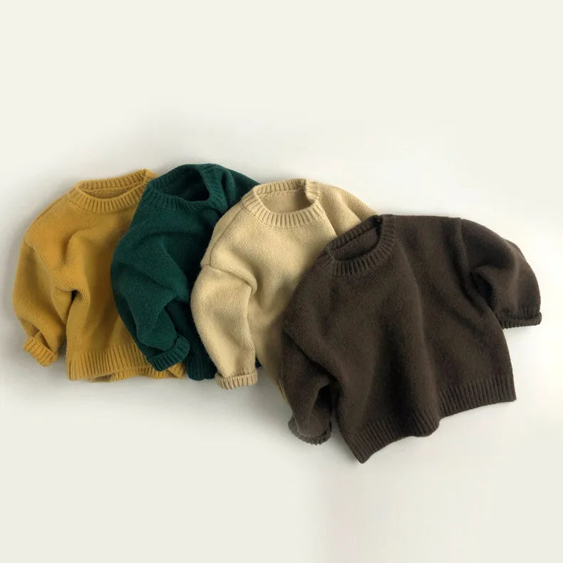Kids Sweaters Boys Clothes Brief Girls Pullover Knitwear Warm Outfit For Children 3-6Y