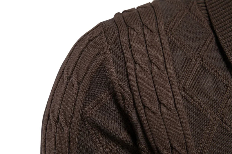 Katoenen Argyle Cardigan Heren Casual Enkelrijs Effen Kleur Zakelijke Heren Cardigans Nieuwe Winter Mode Trui Man
