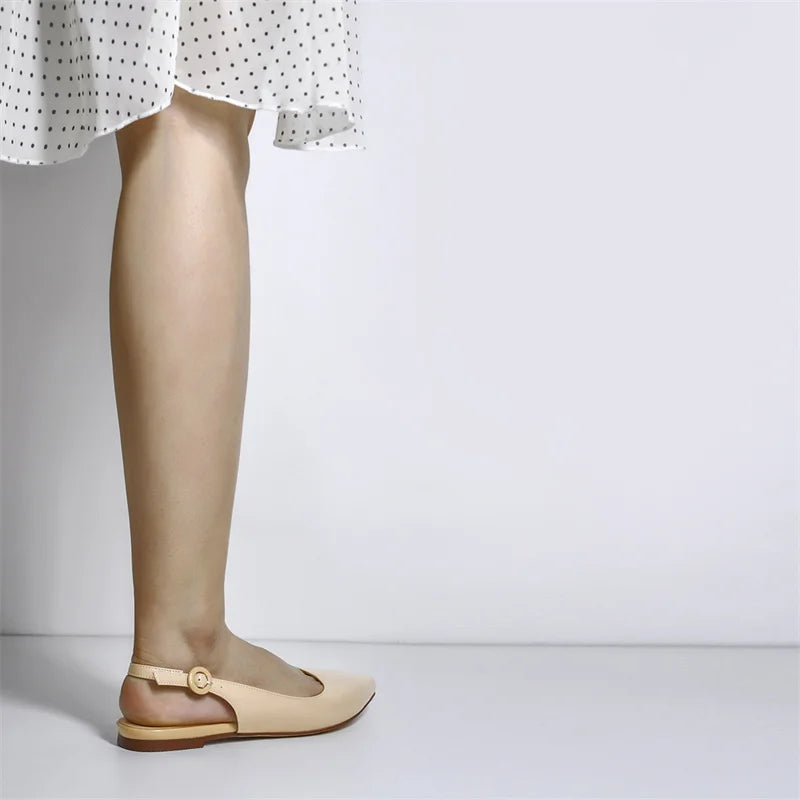 Women Pointed Toe Flats Pumps Solid Patent Leather Shallow Ankle Buckle Shoes Comfortable Office Large Size Autumn