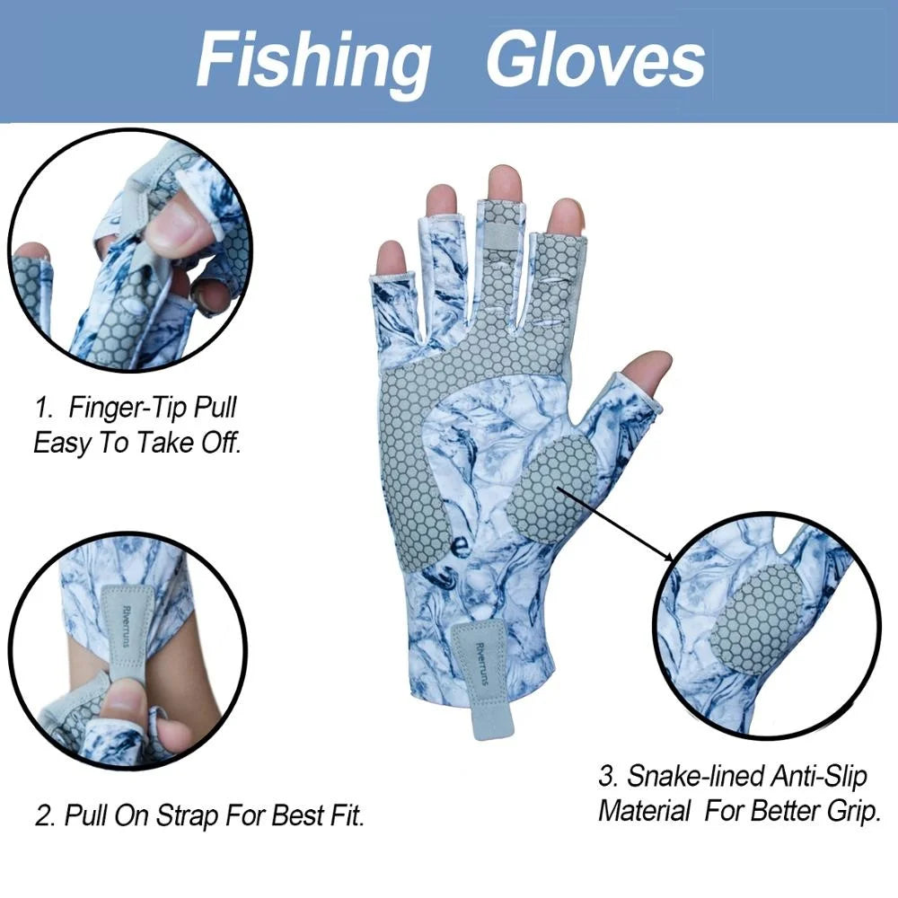 Fingerless Fishing Gloves are designed for Men and Women Fishing, Boating, Kayaking, Hiking, Running, Cycling