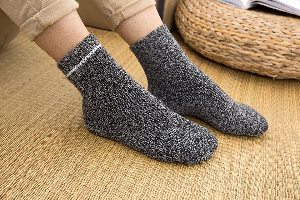 5 Pair Winter Men's Merino Wool Socks Super Thick Warm High Quality Harajuku Retro Snow Casual Antifreeze Cashmere Socks For Men