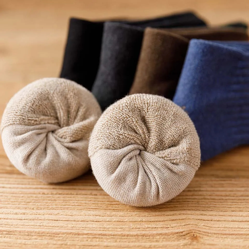 5 paar wintersokken van katoen voor heren, Harajuku Retro, dikke, warme gestreepte sokken van badstof in grote maten