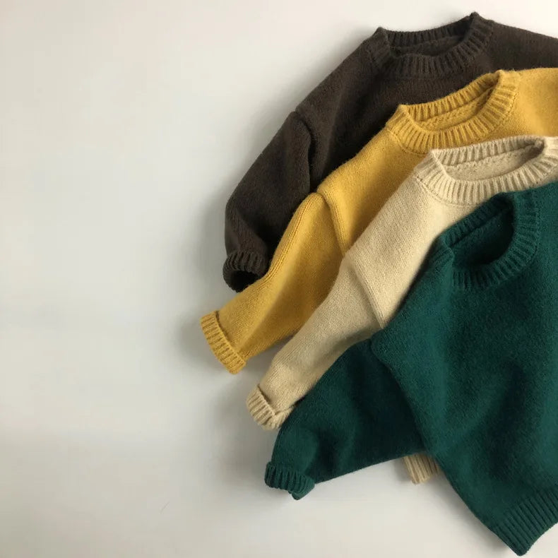 Kids Sweaters Boys Clothes Brief Girls Pullover Knitwear Warm Outfit For Children 3-6Y
