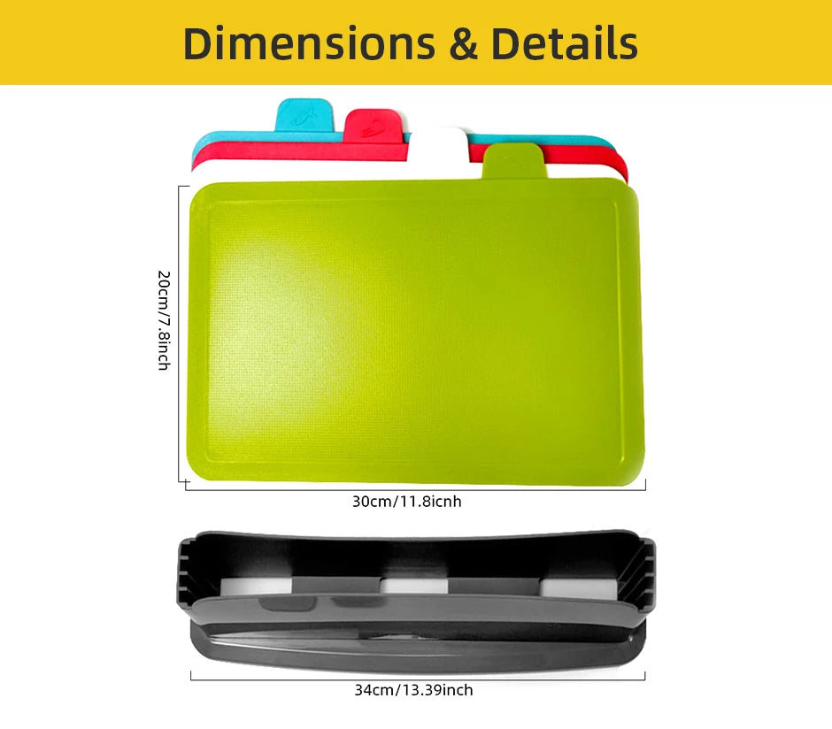 Cutting Boards with Holder 4pcs Sets for Kitchen Anti Bacterium Plastic Chopping Block Plastic Dishwasher Safe Chrismas